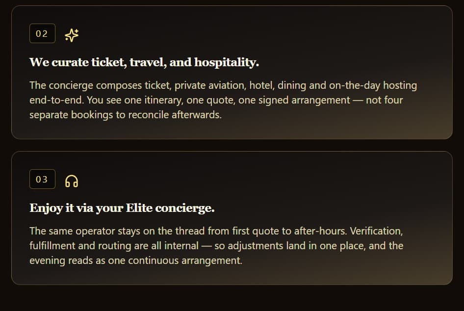 A single TicketNexus query returns every resale listing for an event — sections, rows, seller verification badges — on the same row as the primary inventory. The buyer picks a seat without tab-switching.